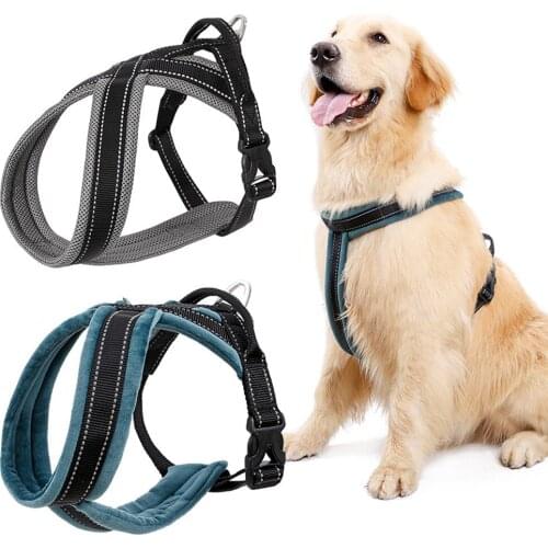 Reflective Nylon Dog Harness Adjustable Breathable Pet Padded Vest Chest Strap for Puppy French Bulldog Small Medium Large Dogs