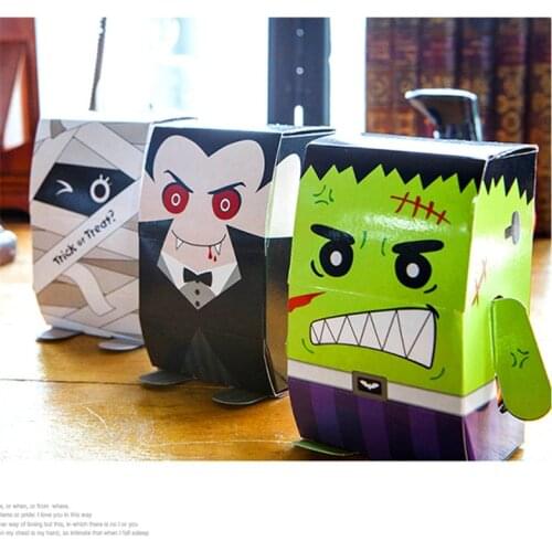 Halloween Party Trick or Treat Cartoon Cute Mummy Vampire Candy Boxs Baby Shower Birthday Decor Gift Organizer Box Kids Favor,B