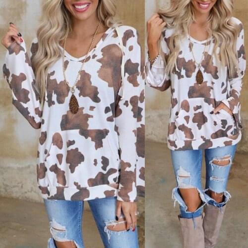 Spot spring and Autumn New eBay European and American printing long sleeve loose casual top t-shirt female m9623