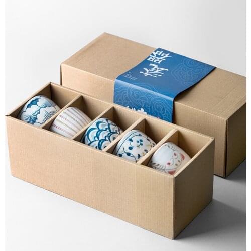 Japanese ceramic rice bowl household food small miso soup noodle salad bowl creative porcelain tableware gift box 5pcs