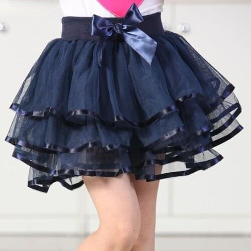 Girls Skirts New Summer Childrens Black Ball Gown Bow-knot Cake Skirt Performance Big Kids Tutu Pleated Party Princess Ballet