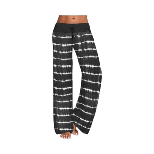 Womens Casual Lace Up Loose Tie Dye Printing Wide Leg Sports Womens Wide Leg Pants