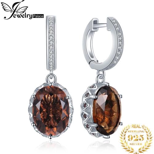 JewelryPalace 7ct Genuine Smoky Quartz Drop Earrings 925 Sterling Silver Earrings for Women Korean Earings Fashion Jewelry 2021