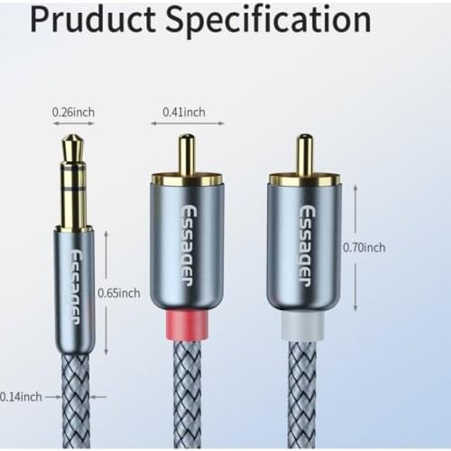 1pc Data Line Audio Adapter Cable RCA Audio Cable Jack 3.5mm Jack To 2RCA Male Splitter Aux Cable ​for TV PC Amplifiers DVD