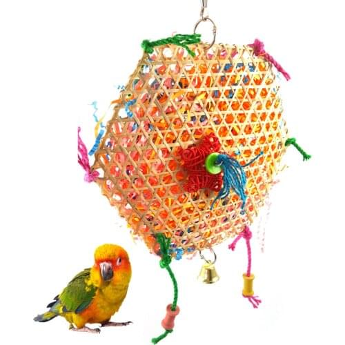1PCS Bird Chew Toy Creative Multipurpose Cage Hanging Toy Parrot Toy Bird Swing Toy Natural Rattan Ball Toys For Birds Training