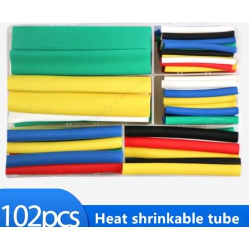 102 pcs dual Wall Heat-Shrinkable Tube With Glue Adhesive Heat Shrink Ratio 3:1 Wire Wrap Thermoretractable Gaine Cable Sleeve