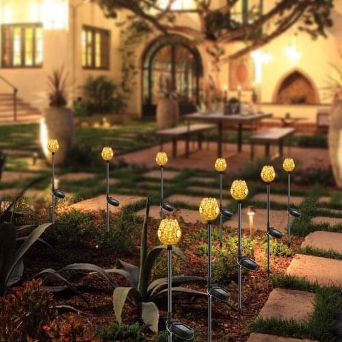 2pcs LED Solar Light Crystal Cup Light Waterproof Outdoor Garden Lawn Stakes Lamps Yard Art for Home Courtyard Decoration