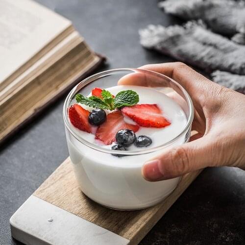 250ml Yogurt Pudding Collins Glass Tea Milk Dessert Cup High Temperature Resistant Water Bottle Home Bar Drinkware Crystal Mugs