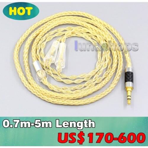 8 Cores 99.99% Pure Silver + Gold Plated Earphone Cable For FOSTEX TH900 MKII MK2 TH-909 TR-X00 TH-600 Headphone LN006493