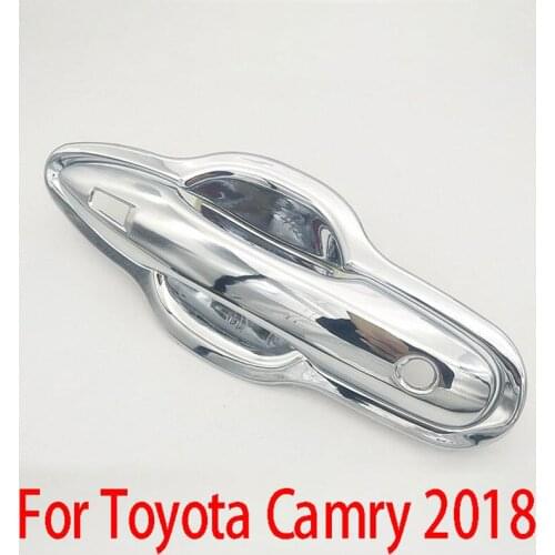 Accessories Chrome Door Handle Cover Bowl Trim Molding Garnish Bezel Cup Cap For Toyota Camry 2018 Car Styling