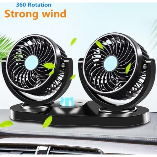 Strong Wind Car Fan 360 Degree All-Round Adjustable Car Auto Air Cooling Dual Head Fan Low Noise 12 Volt Fan 24V Car Auto Cooler