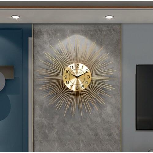 Luxury Nordic Wall Clocks Modern Design Golden Color Art Round Unique Mute Wall Clocks Simple Reloj Mural Home Decorative DG50WC