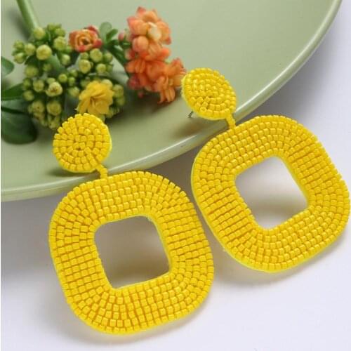 Bohemian Beaded Drop Earrings for Women Gifts Multicolor Handmade Glass Beads Dangle Earrings Fashion Jewelry