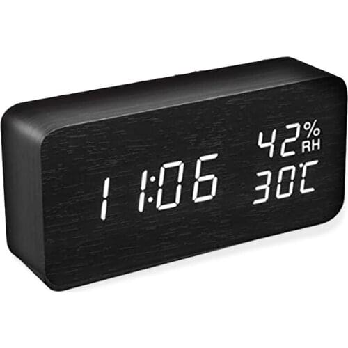 Alarm Clock,Led Artificial Forest Alarm Clock with Clock Display, Date, Temperature and Voice Control