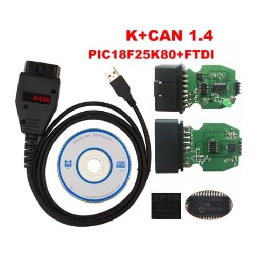 For VAG K+CAN Commander 1.4 Green PCB PIC18F25K80 FTDI FT232RQ Chip For AUDI/VW/Skoda/Seat For VAG K+CAN 1.4 K-Line Commander