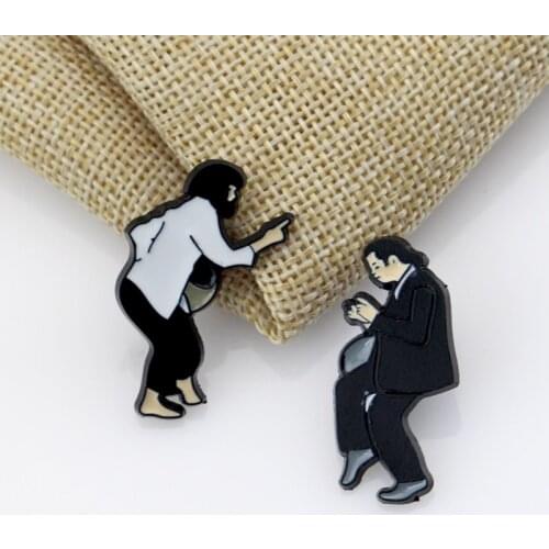 Pulp Fiction Enamel Pins Set Swing Dance Figure Brooches Shirt Collar Bag Lapel Pin Badge Jewelry Gift for Friends Wholesale