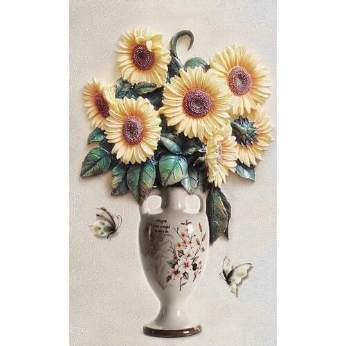 Art Flower Vase Sunflower Diamond Painting Round Full Drill Floral Nouveaute DIY Mosaic Embroidery 5D Cross Stitch Home Decor