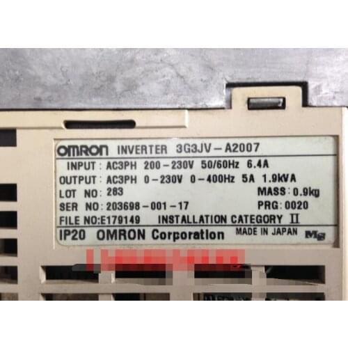 Inverter 3G3JV-A2007 220V 0.75KW , Used one , 90% appearance new ; 3 months warranty ; in stock