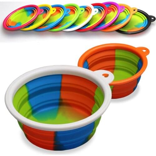 Camouflage Dog Bowl Silicone Pet Dog Feeder Bowls Travel Dogs Cats Supplies Feeding Food Water Container Folding Pet Accessories