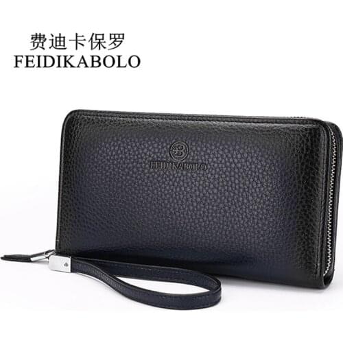 Fashion Luxury Male Leather Purse Mens Clutch Wallets Handy Bags Business Carteras Mujer Wallets Men Black Brown Dollar Price