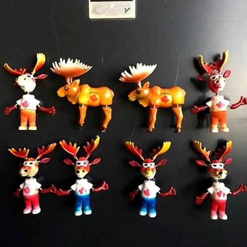 Canada Cartoon Milu deer Spring Foot Fridge Magnet Refrigerator Magnetic Decoration Articles Collection Handicraft Gift
