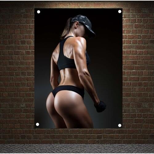 Ms. Fitness Muscle Motivational Workout Posters Wall Sticker Yoga Bodybuilding Banners Flags Wall Art Tapestry Gym home Decor
