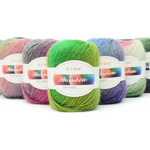 Soft Worsted Yarn Rainbow Gradient Colors DIY Baby Knitting Wool Shawl Scarf Sweater Crochet Thread Supplies