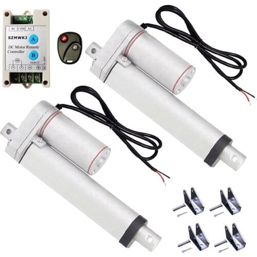 Set of Wireless Control System-2PCS 150mm/6" Stroke 12V DC 330lbs Linear Actuators &Wireless Controller &Brackets for TV Lifts