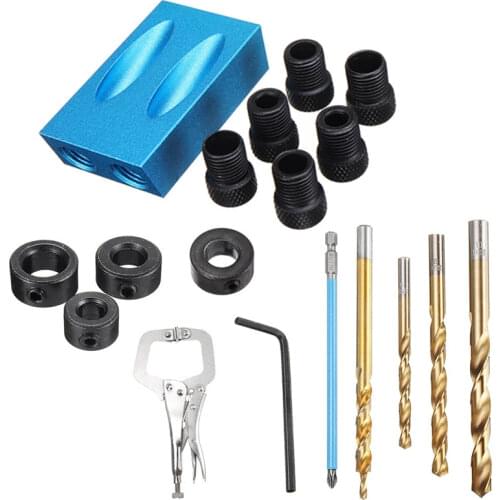 Pocket Hole Screw Jig Dowel Drill Guide Woodworking Oblique Hole Locator With Drill Bits Carpentry Clamp For Wood Jointing