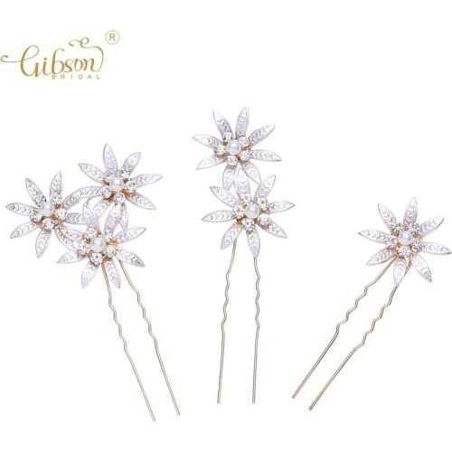 3pcs set Women Hair Clip Floral With Pearl Hair Pins Wedding Hair Jewelry Girls Hairpin Stick Flower Bridal Headpiece
