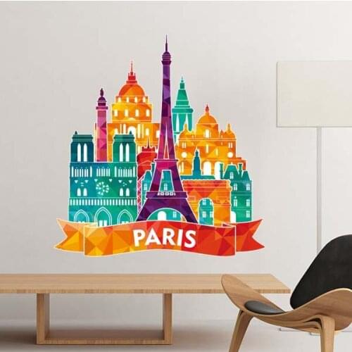 Castle Paris France Landmark National Flag Architecture Custom Landscape Illustration Pattern Wall Sticker