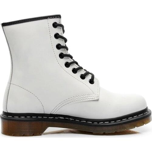 2019 New Brand Leather Ankle Boots Autumn Winter Women Mens Boots White Motorcycle Boots Outdoor Working Snow Boots Men Shoes