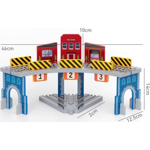 New Double-decker Railway Station Train Toy Track Accessories Track Game Scene Compatible with Educational Toys Wood tracks