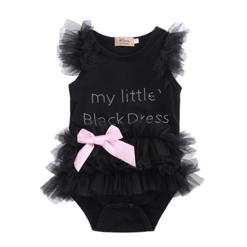 Toddler Newborn Babys Girls Clothes Bodysuits Summer Cute Sleeveless Black Dress Lace Tulle Jumpsuit Outfits Baby Girl Clothes