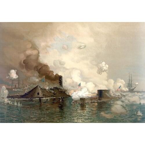 Wholesale painting # good quality -The Battle The Monitor and Merrimac: The First Fight Between Ironclads print art painting