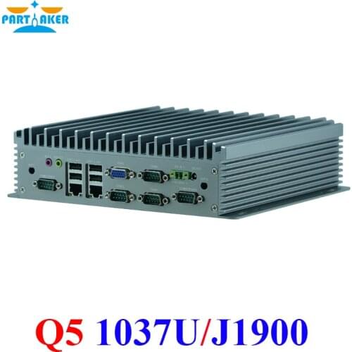 Partaker Q5 X86 Intel Celeron 1037U J1900 dual ethernet rugged embedded industrial computer fanless pc with 6 rs232