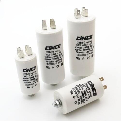 Motor Run Capacitors 400V 450V CBB60 14uF 16uF 18uF 20uF 25uF 30uF 35uF 4pins SH DB AC 450VAC Water Pump motor starting