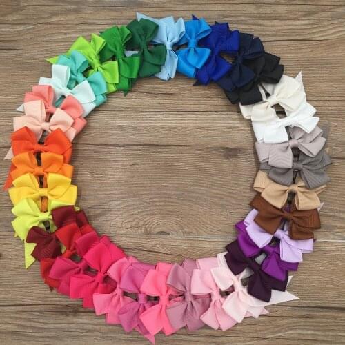 XIMA 35pcs 3''Grosgrain Pinwheel Ribbon Hair Bows With Ponytail Holder Head Hoop Hair Rope Hair Accessories
