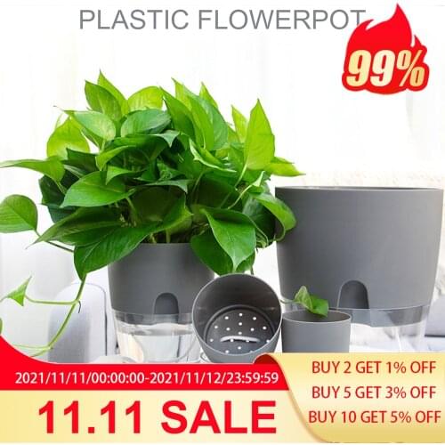 Watering Planter Plastic Clear Self Watering Flower Pot Water Storage Basin