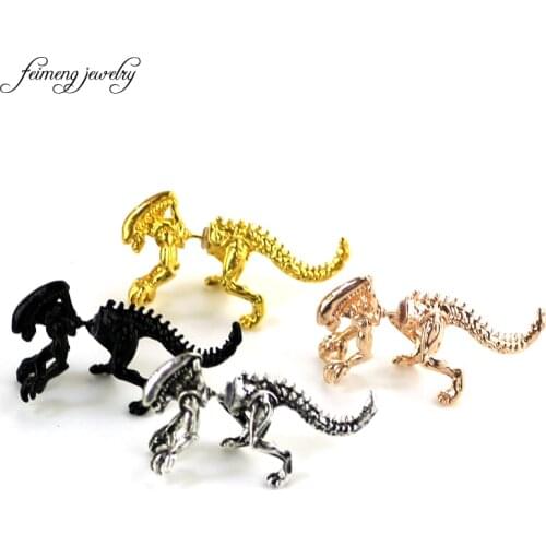 Alien Dinosaur Four Colors Of Black Enamel Earrings With And Earrings For The Fashion Female Animal Jewelry Drop Shipping