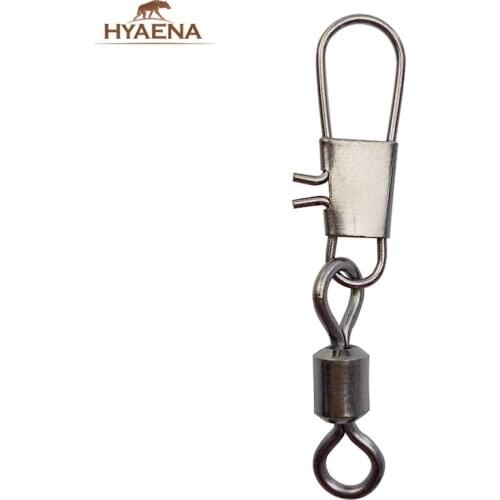 Hyaena 50pcs Rolling Barrel Swivel With Stainless Steel Interlock Snap Carp Fishing Swivel Feeder Fishing