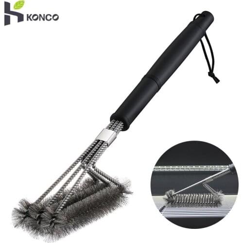 KONCO BBQ Grill Cleaning Brush,18inch BBQ Grill Cleaning Brush with Stainless Steel,BBQ Tools