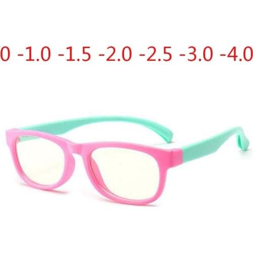 Boy and girl anti-blue Square kids Optical glasses Silicone child 3-12 years Prescription 0 -0.5 -1.0 -1.5 -2.0 -3.0 -4.0