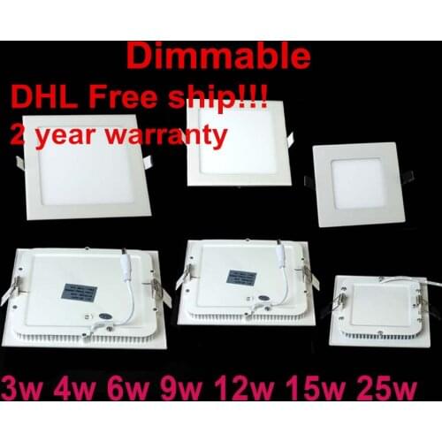 20pcs/lot Dimmable Ultra thin 3W/4W/ 6W / 9W / 12W / 15W/ 25W LED Ceiling Recessed Grid Downlight / Slim Square Panel Light