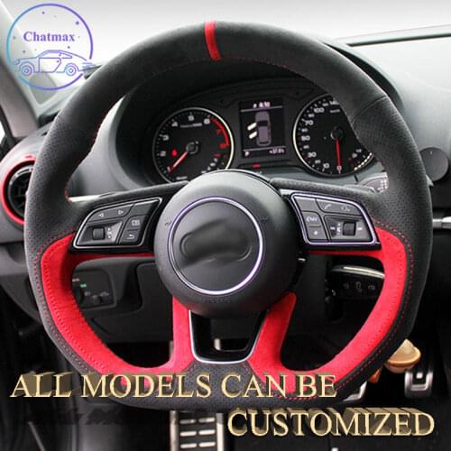 Alcantara Car Steering Wheel Cover For Audi A3 S3 RS3 RS6/S7/S8/TT/R8 Hand Sewing Suppot Customize Supercar Luxury Texture