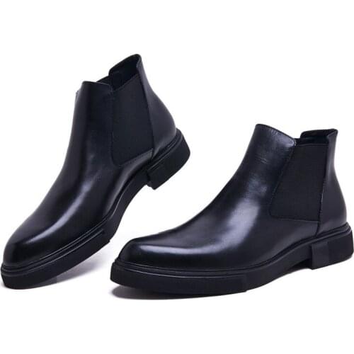 Winter warm and cashmere Martin boots, mens leather boots, high-top leather shoes, mens British short boots, leather mens boo