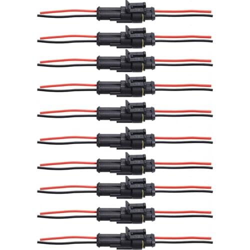 10 Pairs Male Female Terminals 7cm Cable 2-pin Electrical Wire Connector Automobile Boat Motorcycle Connector