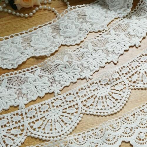 100% Retro Cotton Guipure Embroidery Floral Lace Trim Fabric DIY Accessories Handmade DIY Clothes Garments 4 Yards