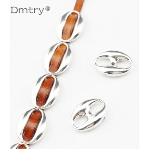 Dmtry 5pcs/lot Wholesale Large Hole Accessory Ancient Silver Leather Cord Clasps Charms Zinc Alloy Jewelry Findings LC0094