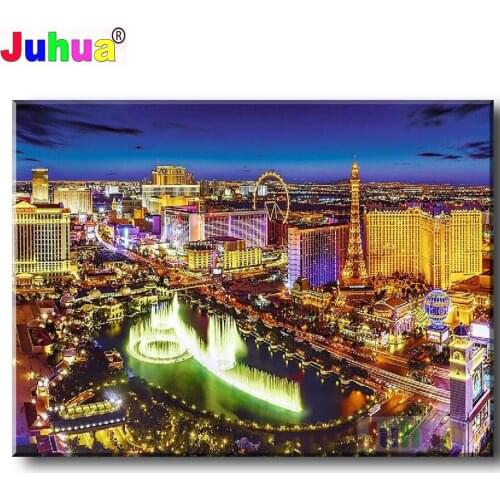 5D DIY Diamond Painting Las Vegas city Nightscape Full Square Round drill Rhinestones Mosaic landscape Home Decoration